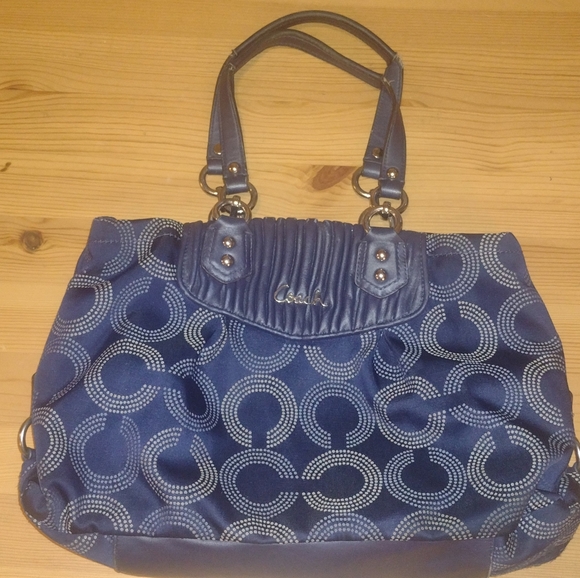 Blue Coach poppy 3 pocket shoulder bag